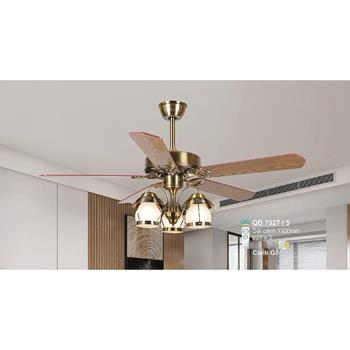 Quạt trần đèn Sano 5 cánh gỗ QĐ 7927/5 - E27*3 QĐ 7927/5