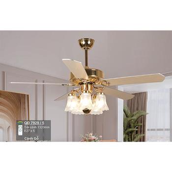 Quạt trần đèn Sano 5 cánh gỗ QĐ 7929/5 - E27*5 QĐ 7929/5