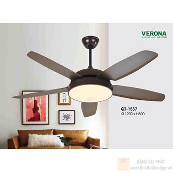 Quạt trần đèn Verona Ø1200 x H500 QT-1537