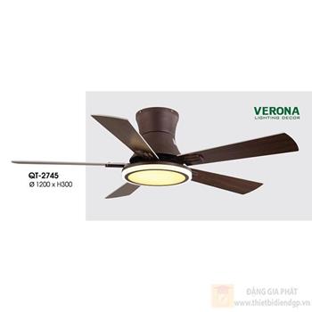 Quạt trần đèn Verona Ø1200 x H750 QT-2745