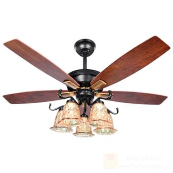 Quạt đèn trang trí Andora 5 cánh gỗ W1320 x H650 - E27*5 QT-5010
