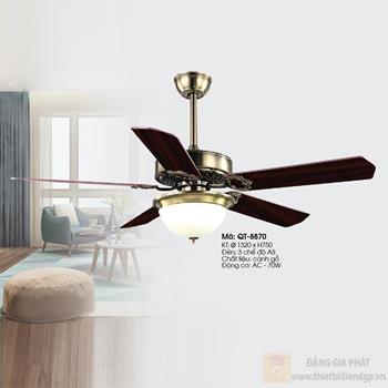 Quạt đèn cánh gỗ Verona Ø1320 x H750 - Động cơ AC-70W - ánh sáng 3 chế độ QT-8870