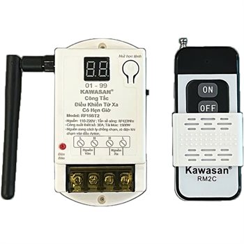 Công tắc điều khiển từ xa có hẹn giờ kèm remote Kawasan RF15BT2-RM2C RF15BT2-RM2C
