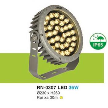 Đèn rọi thân cây Ø230 x H260, Rọi xa 30m, ánh sáng vàng 36W RN-0307 LED