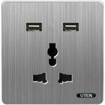 Bộ ổ cắm 3 chấu và 2 USB S300 UTEN S300GZ13/2NU