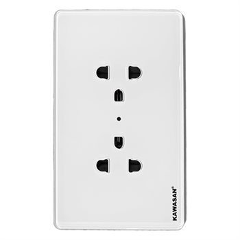 Ổ cắm đôi 3 chấu kính cường lực Kawasan SC2 SC2-W/B