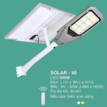 Đèn đường năng lượng mặt trời euroto SOLAR-80 led 500W SOLAR-80