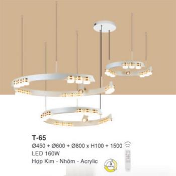 Đèn treo Ø450 + Ø600 + Ø800 x H100 + 1500 LED 160W Hợp Kim - Nhôm - Acrylic T-65