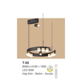 Đèn treo Ø450 x H100 + 1500 LED 60W Hợp Kim - Nhôm - Acrylic T-66