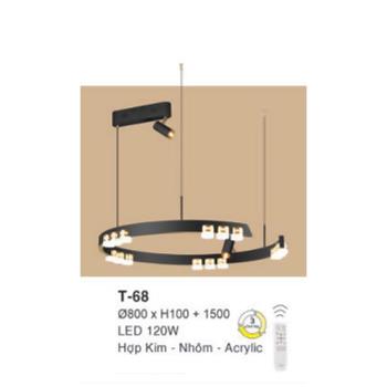 Đèn treo Ø800 x H100 + 1500 LED 120W Hợp Kim - Nhôm - Acrylic T-68