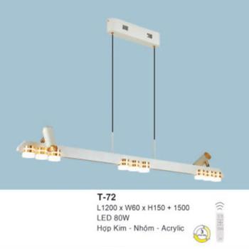 Đèn treo L1200*W60*H150+1500, LED 80W - Hợp Kim - Nhôm - Acrylic T-72