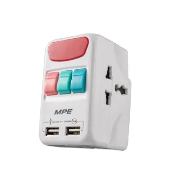 Ổ cắm du lịch đa năng MPE Tích hợp 2 cổng USB mã TA4 TA4