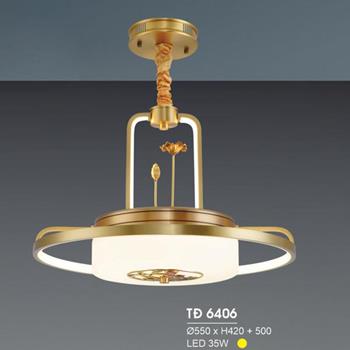 Đèn treo đồng Ø550*H420 - LED 35W, ánh sáng vàng TĐ 6406