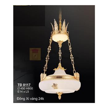 Đèn treo Đồng Xi Vàng 24K - E14*L5 - Ø450*H800 TĐ 8117
