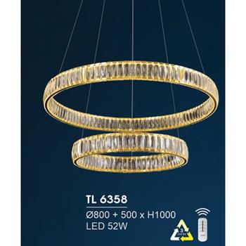 Đèn treo led trang trí Ø800 +500*H1000 - LED 52W, ánh sáng 3 chế độ TL 6358