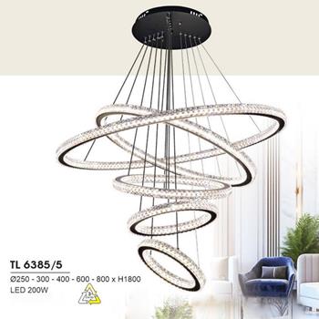 Đèn treo led trang trí Ø250-300-400-600-800*H1800 - LED 200W, ánh sáng 3 chế độ TL 6385/5