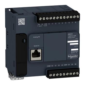Bộ lập trình điều khiển Schneider: Modicon M221 logic controller - Compact , 100-240Vac power supply TM221C16R