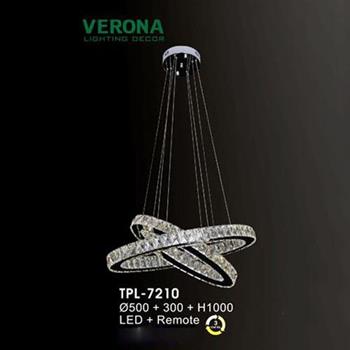 Đèn thả pha lê Verona Ø500 + 300 x H1000, LED + Remote, ánh sáng 3 chế độ TPL-7210