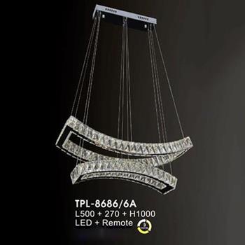 Đèn thả pha lê Verona L500 + 270 x H1000, LED + Remote, ánh sáng 3 chế độ TPL-8686/6A