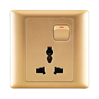 Bộ ổ cắm đơn đa năng kèm công tắc CHINT NEW7-G442/X Champagne 10A 250V NEW7-G442/X