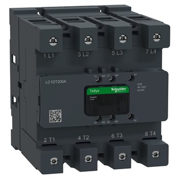 Contactor, Tesys Deca Advanced, 4P(4NO), 160A UL General Purpose, 24-60V AC/DC coil, Everlink LC1DT200A