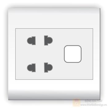 Ổ cắm đôi 2 chấu 16A với 1 lỗ và viền đơn trắng LiOA V20S2UX V20S2UX