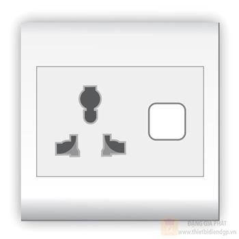Ổ cắm đơn đa năng ( ngang )16a với 1 lỗ và viền đơn trắng LiOA V20SDNX V20SDNX