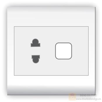 Ổ cắm đơn 2 chấu 16A với 1 lỗ và viền đơn trắng LiOA V20SUX V20SUX