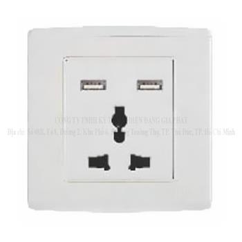 Bộ ổ cắm 3 chấu & 2 USB V4.0GZ13/2NU