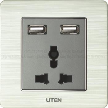 Bộ ổ cắm đôi USB & ổ đơn 3 chấu đa năng V6.0GZ13/2NU