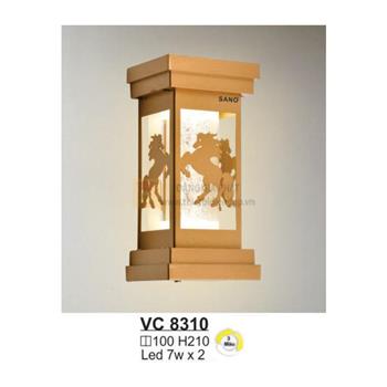 Đèn vách cổng vuông Led 7W*2 - Ø100*H210 - 3 màu ánh sáng - vỏ màu gold VC 8310