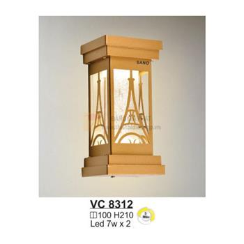 Đèn vách cổng vuông Led 7W*2 - Ø100*H210 - 3 màu ánh sáng - vỏ màu gold VC 8312