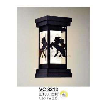 Đèn vách cổng vuông Led 7W*2 - Ø100*H210 - 3 màu ánh sáng - vỏ màu đen VC 8313