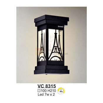 Đèn vách cổng vuông Led 7W*2 - Ø100*H210 - 3 màu ánh sáng - vỏ màu đen VC 8315