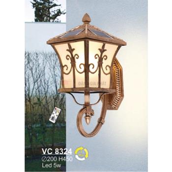 Đèn vách cổng năng lượng mặt trời Led 5W - Ø200*H450 - 3 màu ánh sáng - vỏ màu gold VC 8324