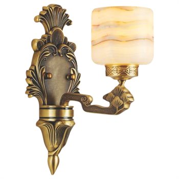 Đèn Vách Đồng Nguyên Chất Chao Đá Bạch Ngọc L120 x W300 x H300 VD-801/1