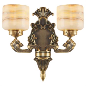 Đèn Vách Đồng Nguyên Chất Chao Đá Bạch Ngọc L400 x W250 x H300 VD-802/2