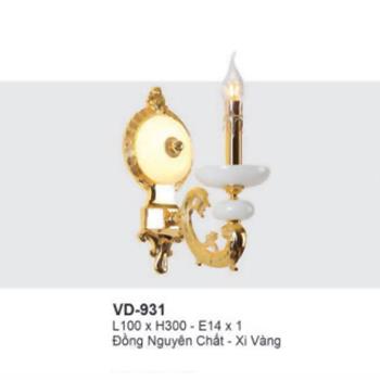 Đèn tường nến đồng L100*H300 - E14*1 - Đồng Nguyên Chất - Xi Vàng VD-931