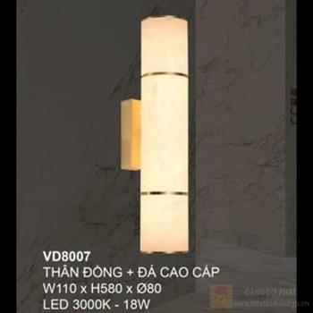 Đèn vách thân đồng + đá cao cấp W110*H580*Ø80 - LED 3000K - 18W VD8007