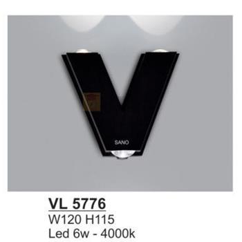 Đèn vách led 6W- 4000K - W120*H115 - vỏ màu đen VL 5776