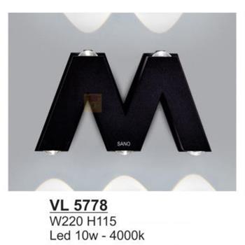 Đèn vách led 10W- 4000K - W220*H115 - vỏ màu đen VL 5778