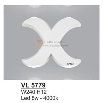 Đèn vách led 8W- 4000K - W240*H12 - vỏ màu trắng VL 5779