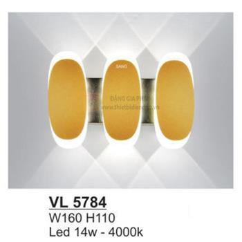 Đèn vách led 14W- 4000K - W160*H110 - vỏ màu gold VL 5784