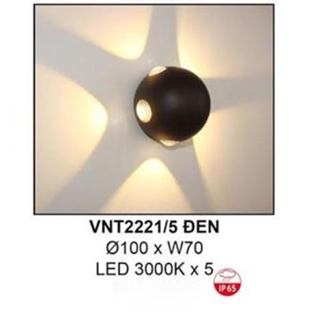 Đèn vách ngoài trời Led 3000K *5 - Ø100*W70 VNT2221T5 ĐEN