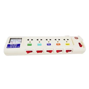 Ổ cắm kéo dài công suất lớn có đồng hồ 5 lỗ cắm 3 lõi dây LiOA 5OFSS 5OFSS●2.5-3