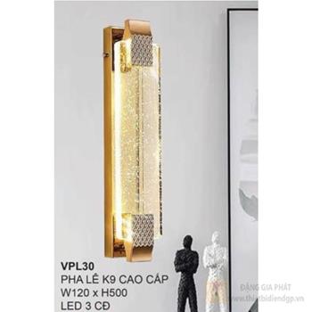 Đèn tường pha lê K9 cao cấp W120*H500 - LED 3 CĐ VPL30