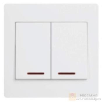 Mặt 2 công tắc 2 cực có đèn LED, nút bấm lớn WGML2D2N