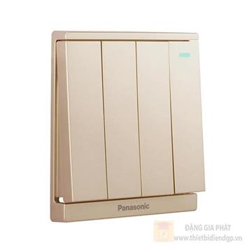 Bộ 4 công tắc B, 1 chiều, bắt vít, có chỉ báo dạ quang 250V - 10A màu vàng ánh kim WMF517MYZ-1VN