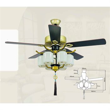 Quạt trần 5 cánh gỗ 355 Decor QT74 Ø120cm QT74