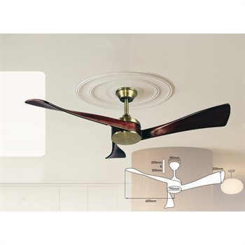 Quạt trần 3 cánh gỗ 355 Decor QT76 Ø120cm QT76